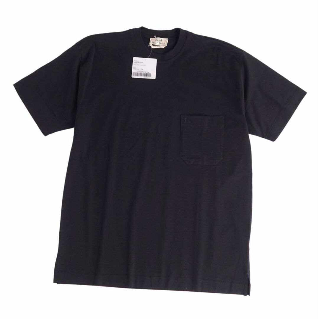 未使用 エルメス HERMES Tシャツ カットソー ショートスリーブ コットン トップス メンズ イタリア製 SM ブラック