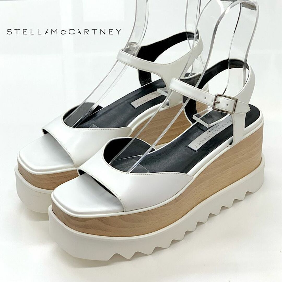 Stella McCartney(ステラマッカートニー)の7264 未使用 ステラマッカートニー レザー ウッド 厚底 サンダル ホワイト レディースの靴/シューズ(サンダル)の商品写真