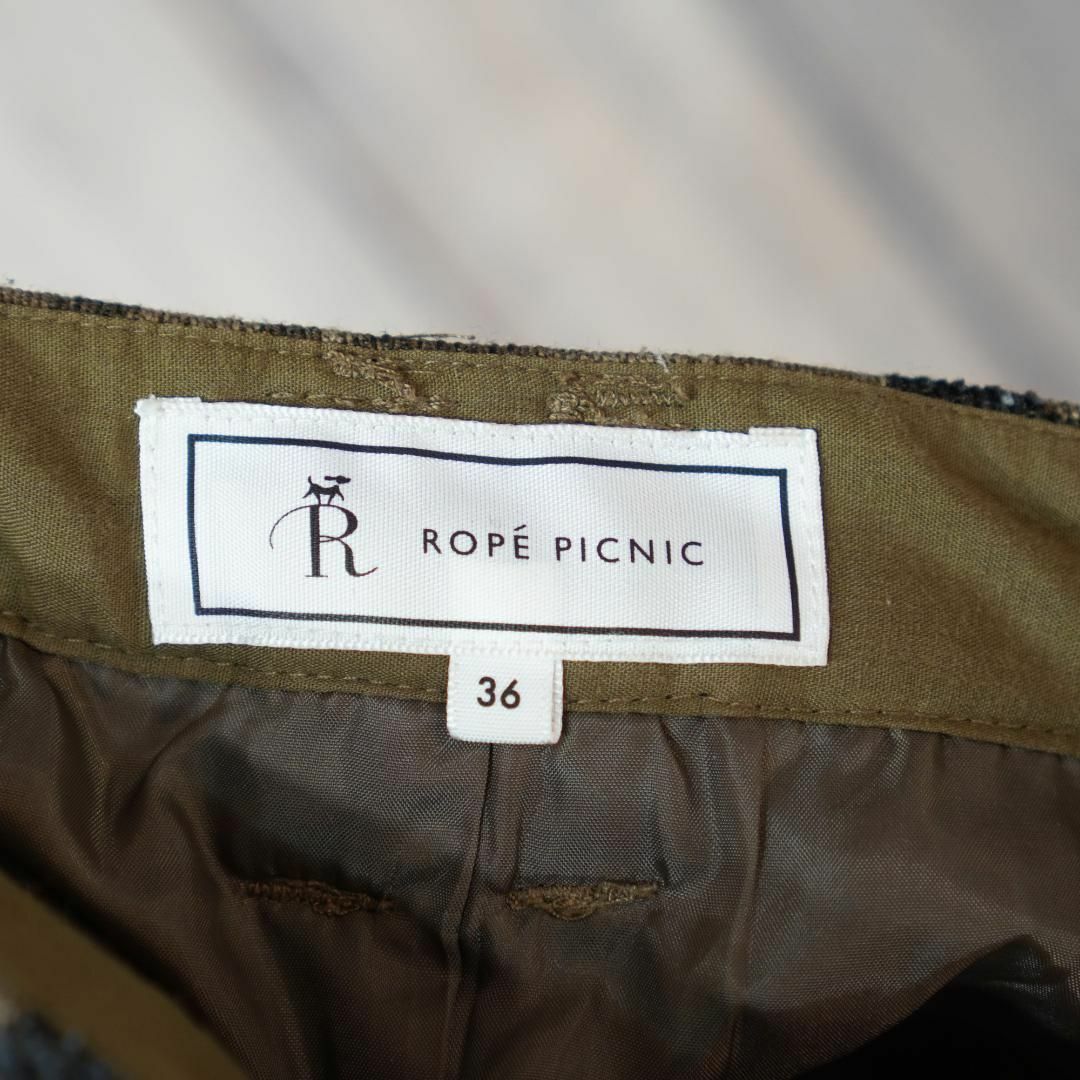 Rope' Picnic(ロペピクニック)のROPE PICNIC カモフラージュ柄ジャガード織りミニスカート カーキS レディースのスカート(ミニスカート)の商品写真