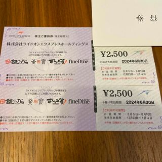 ライドオンエクスプレス 株主優待券 5,000円分(レストラン/食事券)