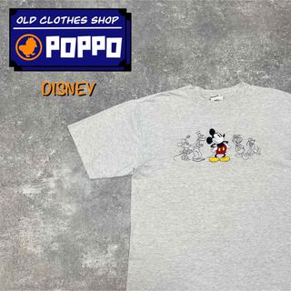 ディズニー(Disney)のディズニー☆USA製ミッキーファミリーステッチキャラ刺繍Tシャツ　霜降りアッシュ(Tシャツ/カットソー(半袖/袖なし))