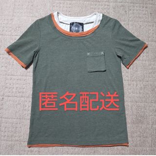 フェリシモ(FELISSIMO)のフェリシモ フェイクレイヤードTシャツ カーキ JPEGG ジェイペグ(Tシャツ/カットソー(半袖/袖なし))