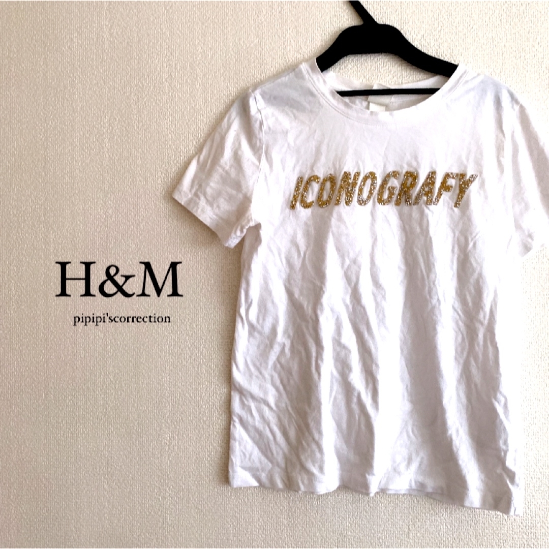 H&M(エイチアンドエム)のエイチアンドエム　トップス　半袖　スパンコール　ビジュー レディースのトップス(Tシャツ(半袖/袖なし))の商品写真