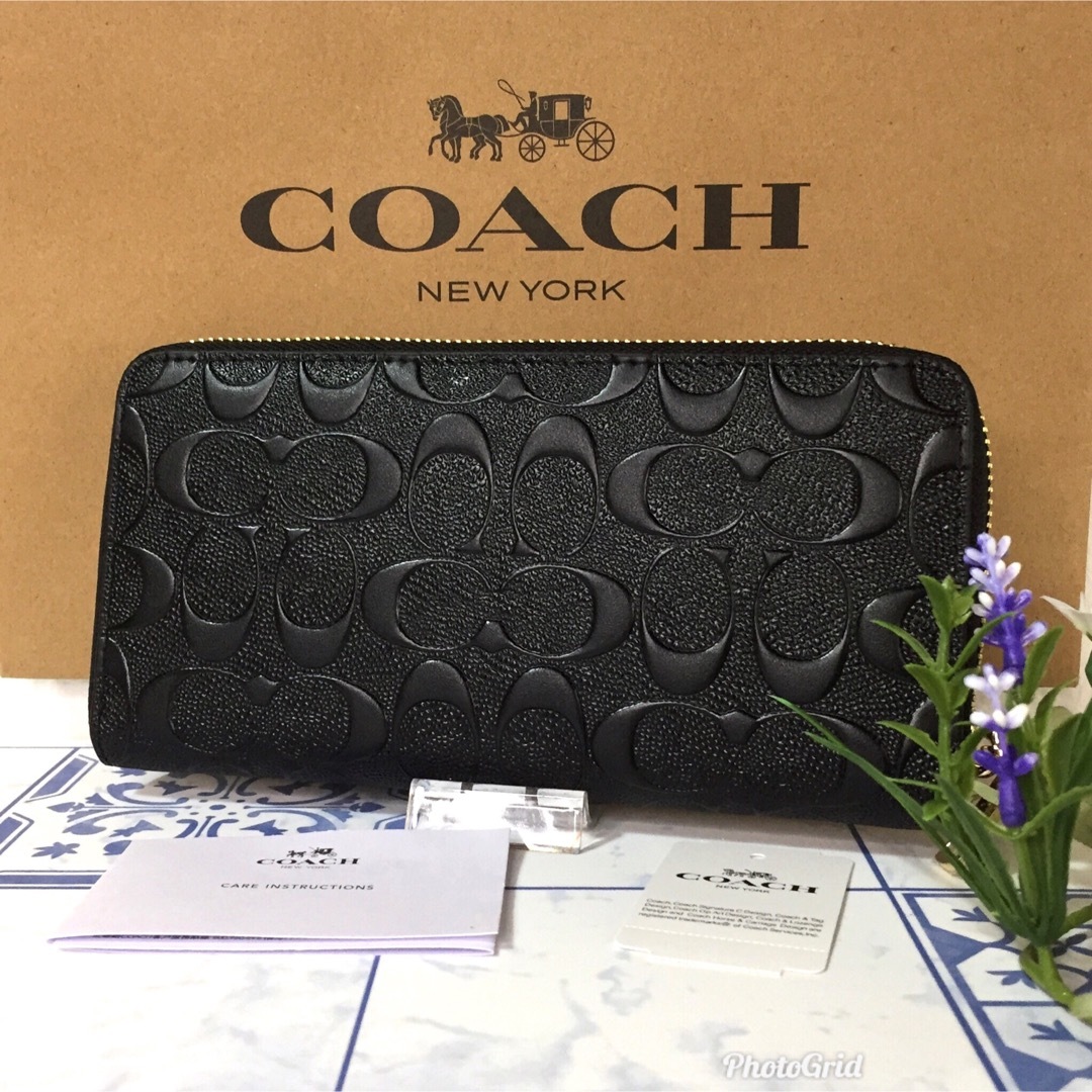 COACH - コーチ 長財布 エンボス ブラック 【新品】の通販 by りこ's