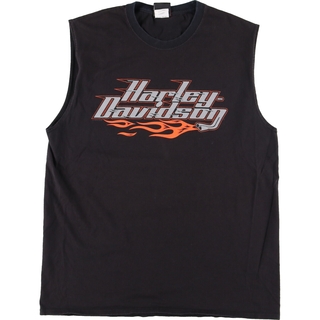 ハーレーダビッドソン(Harley Davidson)の古着 ハーレーダビッドソン Harley-Davidson 両面プリント ノースリーブ モーターサイクル バイクTシャツ メンズM /eaa352882(Tシャツ/カットソー(半袖/袖なし))
