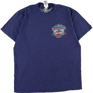 ハーレーダビッドソン(Harley Davidson)の古着 ハーレーダビッドソン Harley-Davidson 両面プリント モーターサイクル バイクTシャツ メンズL /eaa352891(Tシャツ/カットソー(半袖/袖なし))