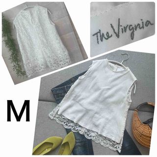 ザヴァージニア(The Virgnia)のザヴァージニアThe Virginiaホワイト白バックレースノースリーブトップス(カットソー(半袖/袖なし))