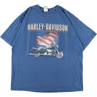 ハーレーダビッドソン(Harley Davidson)の古着 ヘインズ Hanes Harley-Davidson ハーレーダビッドソン 両面プリント モーターサイクル バイクTシャツ USA製 メンズXL /eaa352884(Tシャツ/カットソー(半袖/袖なし))
