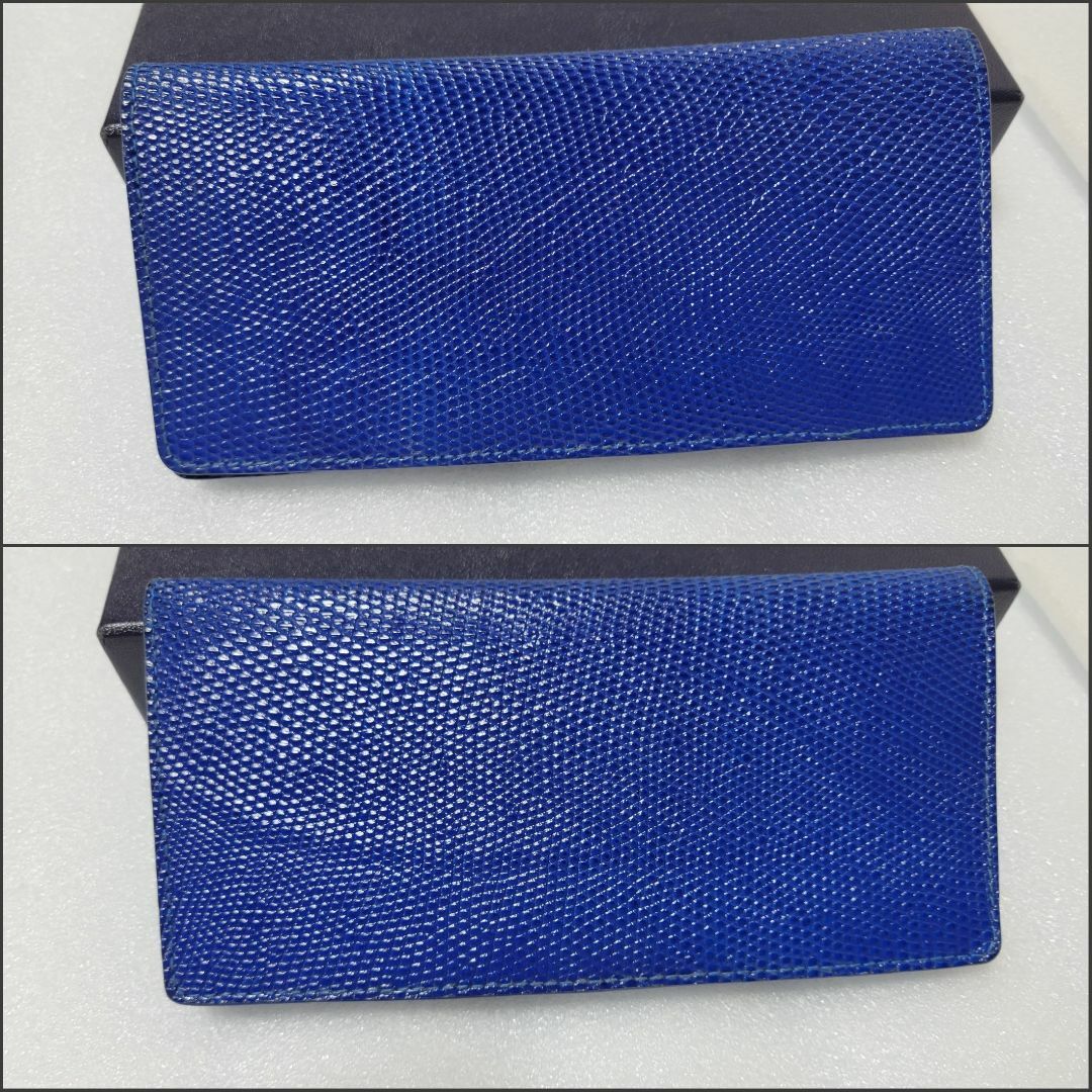 100%新品セール ジャンルソー 長財布 リザード 青 小銭入れ付きの通販