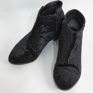 セスト(SESTO)のSESTO ベロアアンクルブーツ 黒L（24.5cm）(ブーツ)