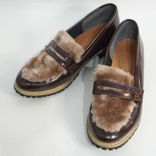 Menueファーデザイン コインローファー ダークブラウンL 24.5cm