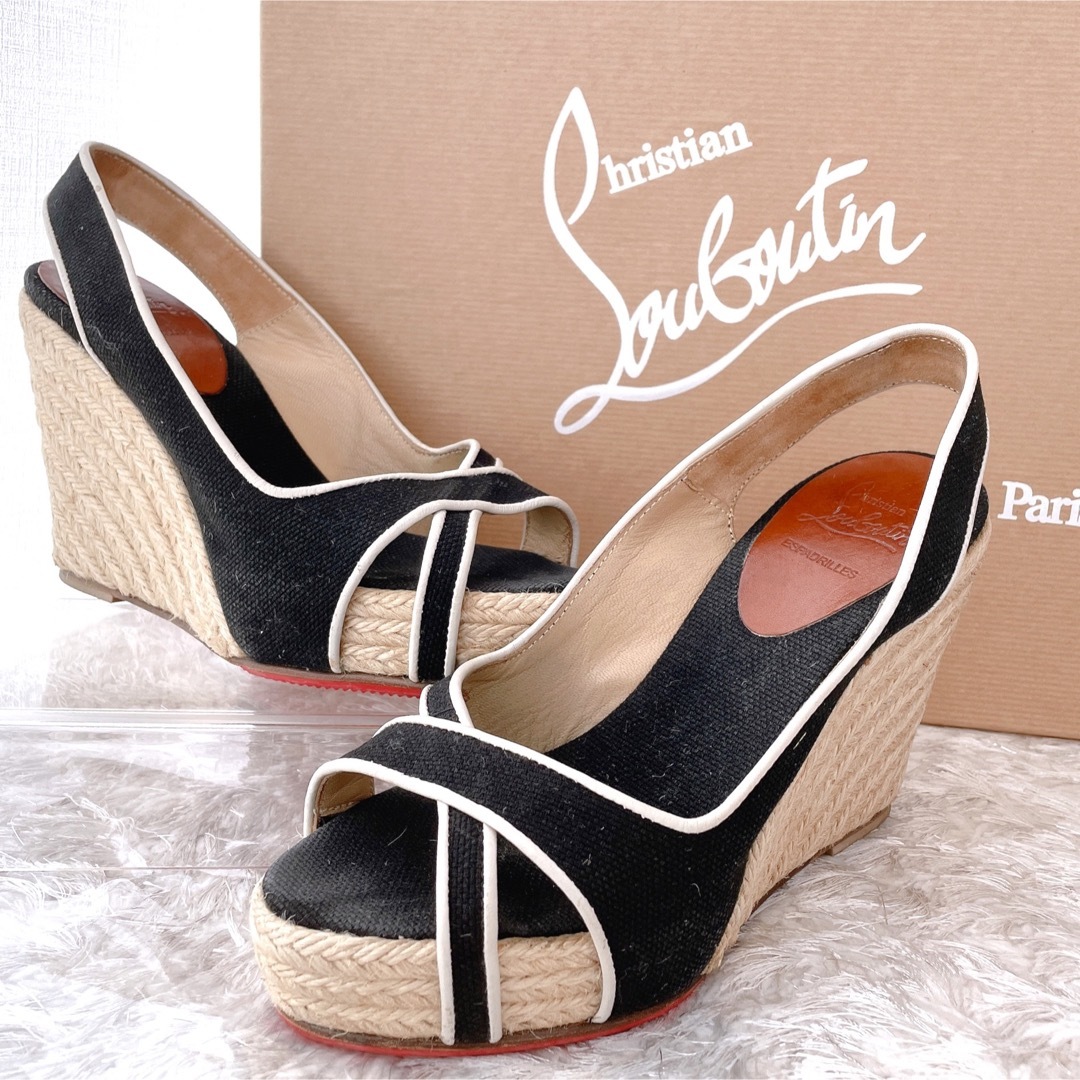 Christian Louboutin(クリスチャンルブタン)のルブタン　厚底　ウェッジ　ハイヒール　ストラップ　サンダル　パンプス　美品 レディースの靴/シューズ(サンダル)の商品写真