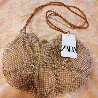 ザラ(ZARA)のZARA ギンガムチェック オーガンザ ショルダーバッグ タグ付(ショルダーバッグ)