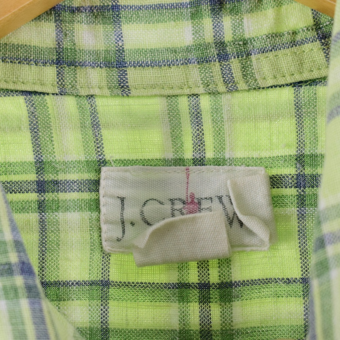 ジェイクルー J.Crew チェック柄 半袖 リネンシャツ メンズM /eaa351415