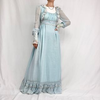 60s GUNNE SAX ガンネサックス　チロリアン刺繍　マキシ丈ワンピース