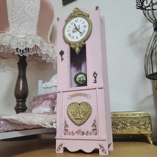 カスタムブライス柱時計+ピンク*薔薇*天使°+ハンドメイド+°ブライス*リカちゃんドールハウスに