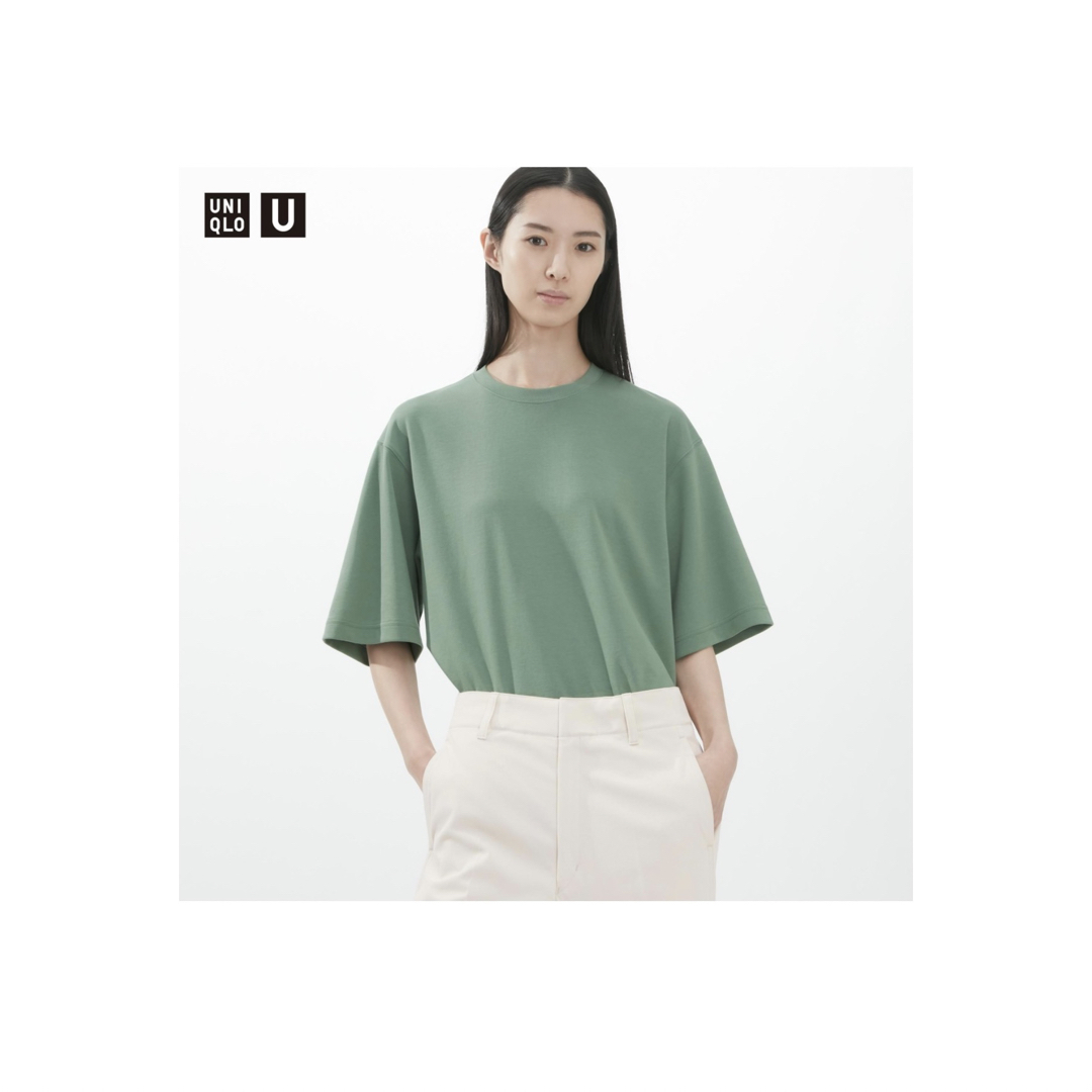 UNIQLO(ユニクロ)のUNIQLO ユニクロ エアリズムコットンオーバーサイズT（半袖） レディースのトップス(Tシャツ(半袖/袖なし))の商品写真