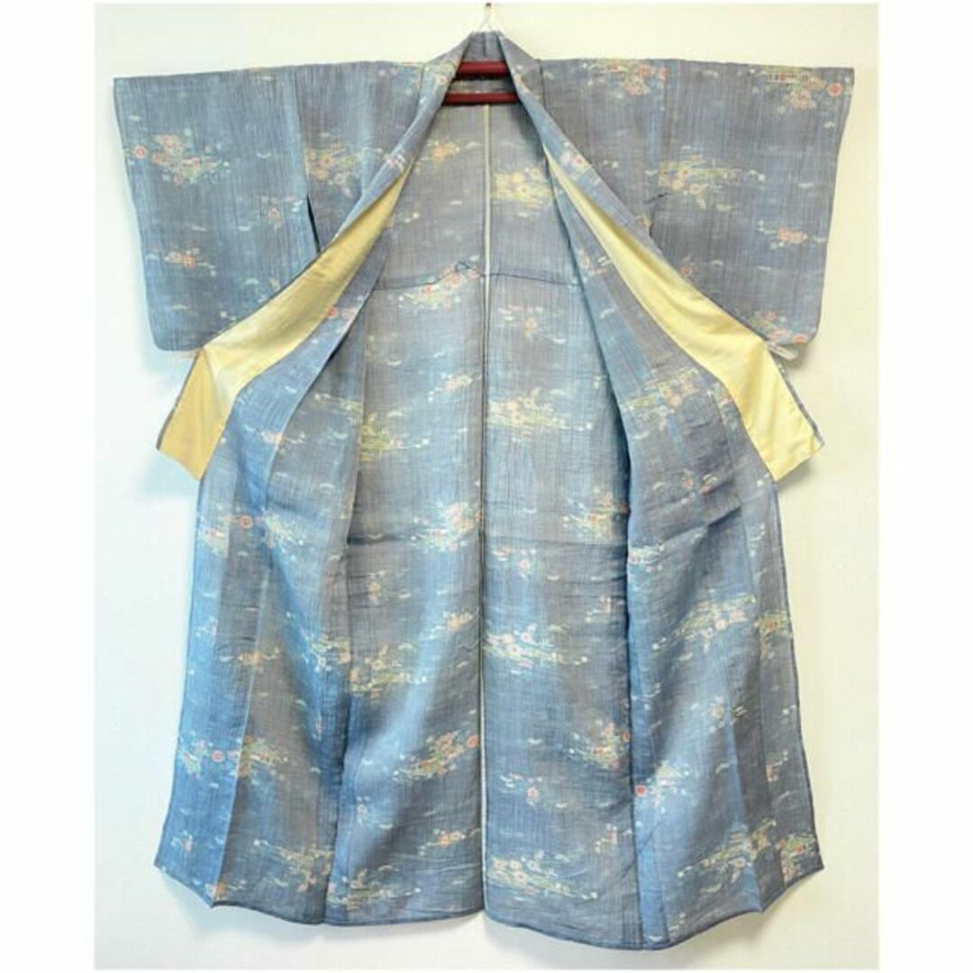 【希少品】高級 小千谷縮 夏着物 夏用 麻 おしゃれ着 水色 青 茶屋辻 ベラルディ ジャケット White Mサイズ 美品!