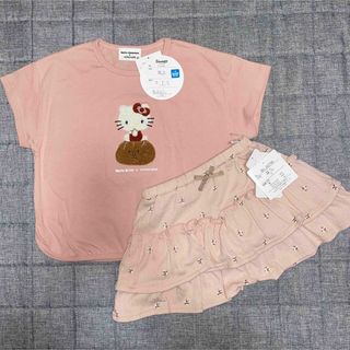 ハローキティ(ハローキティ)の売り尽くし価格！あ新品　サンリオ　キティー　Tシャツ　100   キュロット95(Tシャツ/カットソー)