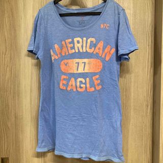 アメリカンイーグル(American Eagle)のAmerican Eagle ロゴ入りTシャツ　水色　ピンク(Tシャツ(半袖/袖なし))