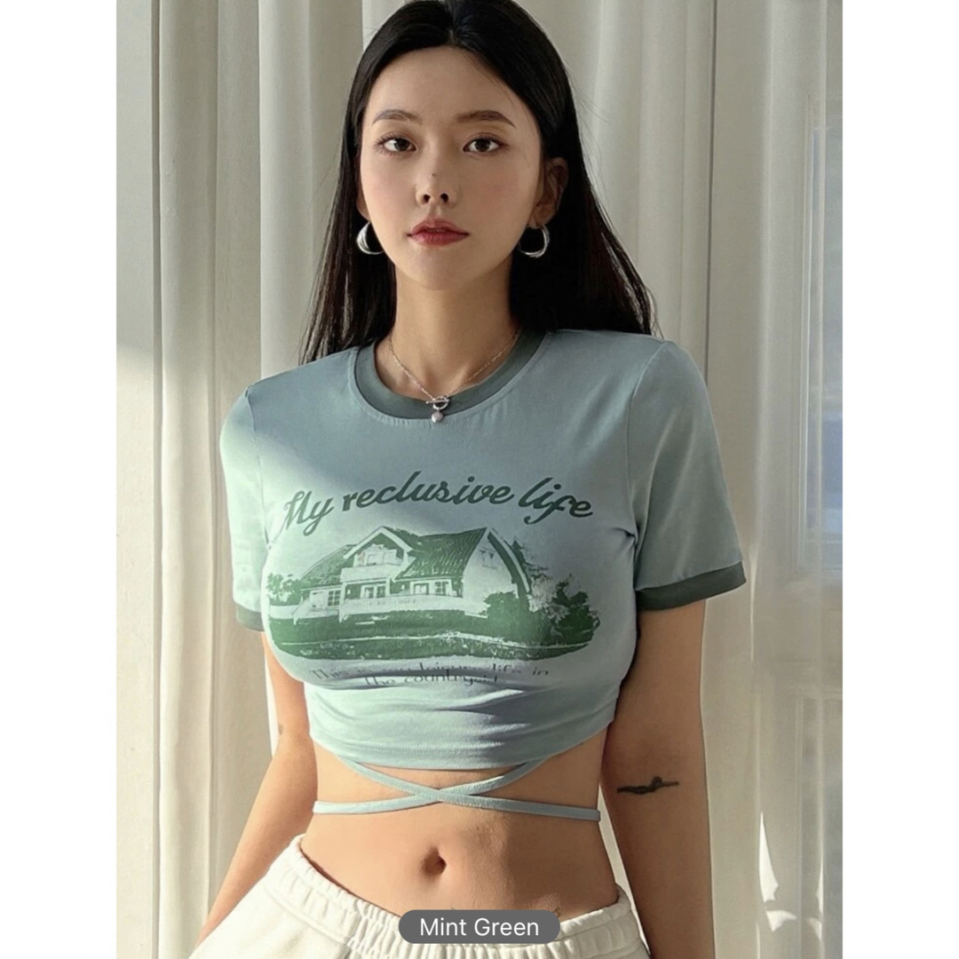 ミニ丈トップス レディースのトップス(Tシャツ(半袖/袖なし))の商品写真