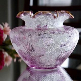 バカラ(Baccarat)の極希少★極美品 1900年 オールドバカラ 金赤＆金彩 アシッドエッチング 花瓶(グラス/カップ)