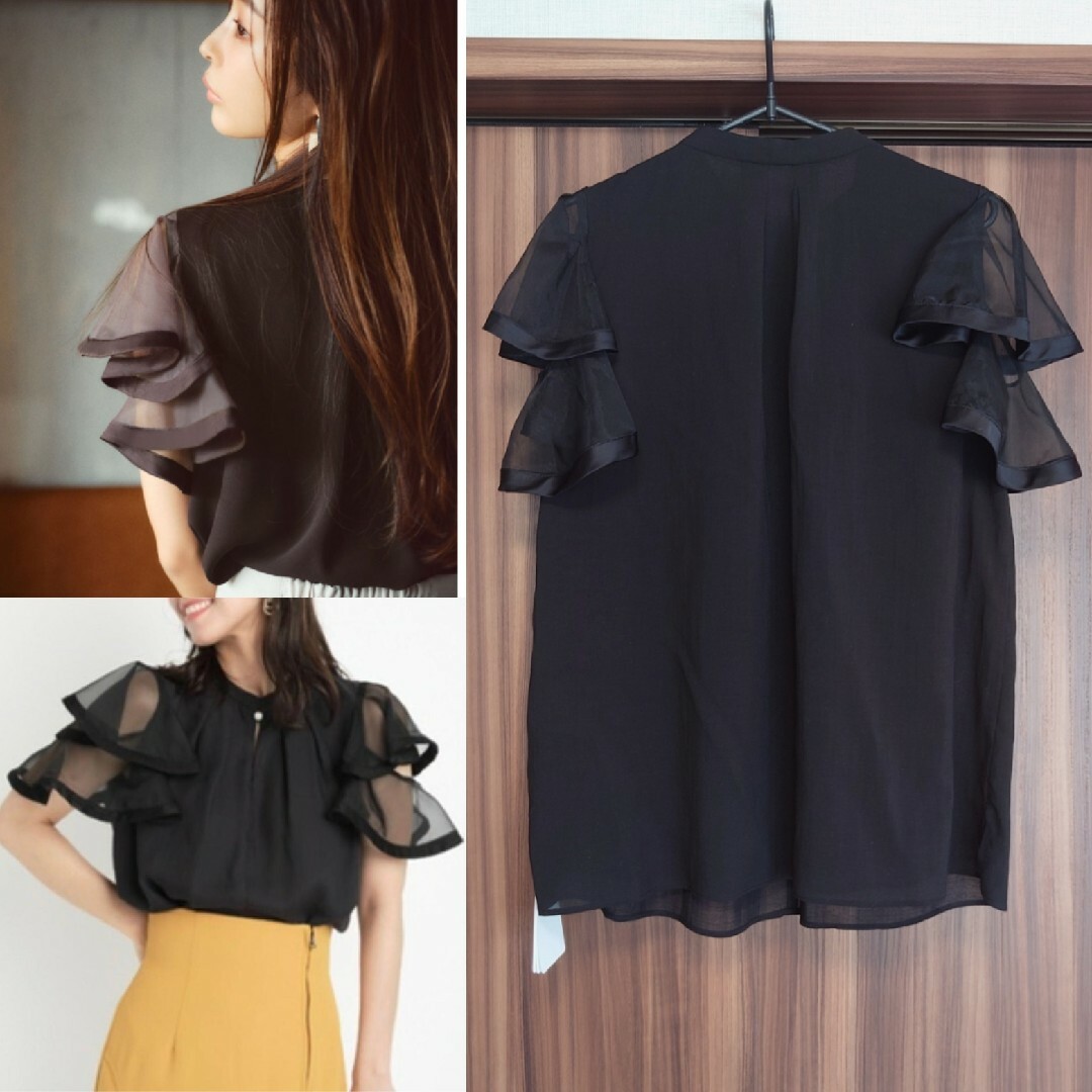★専用★新品未使用★マイストラーダ★ラッフルスリーブブラウス★ブラック★ ★専用★新品未使用★マイストラーダ★ラッフルスリーブブラウス★ブラック★