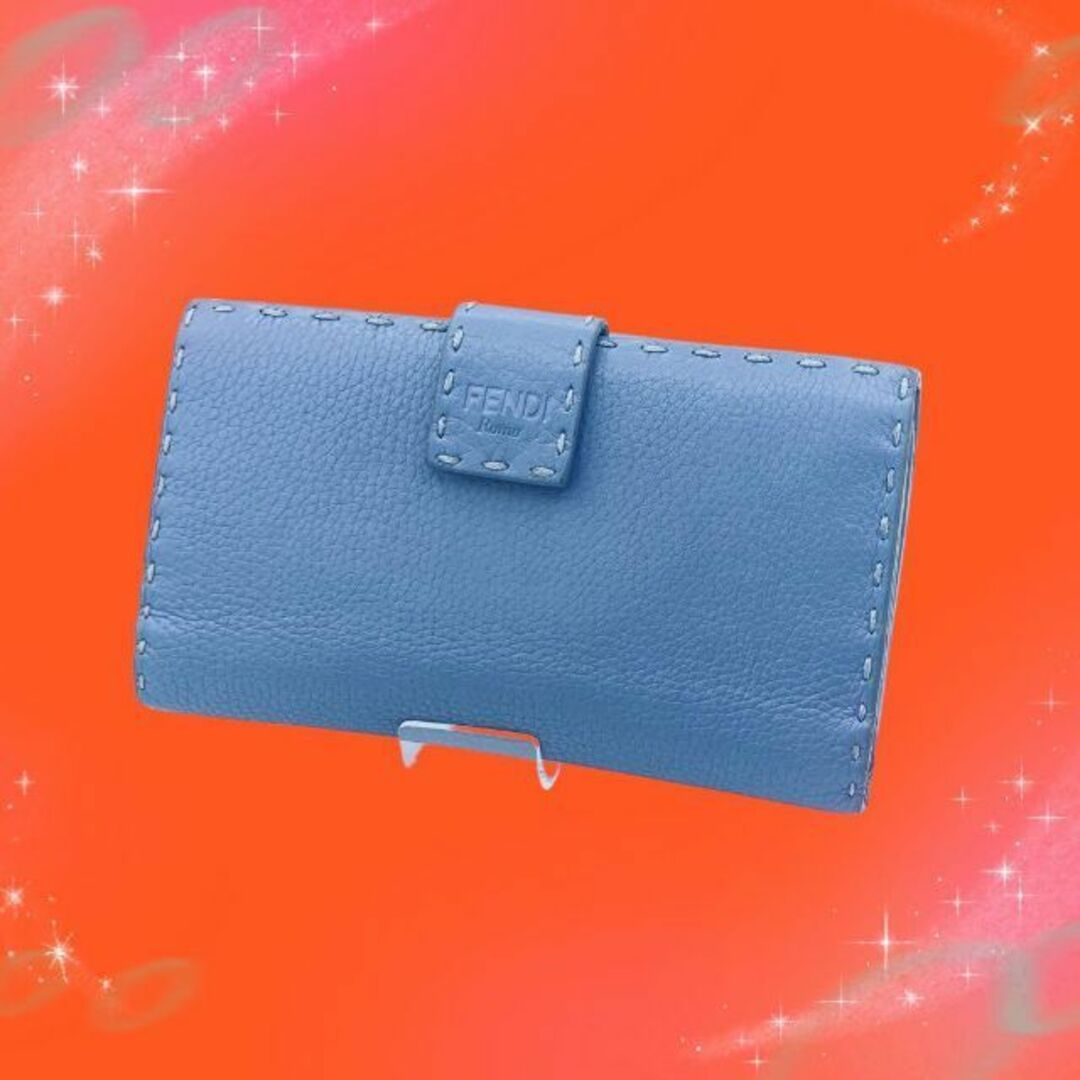《美品》 フェンディ セレリア ピーカブー 長財布 ブルー系