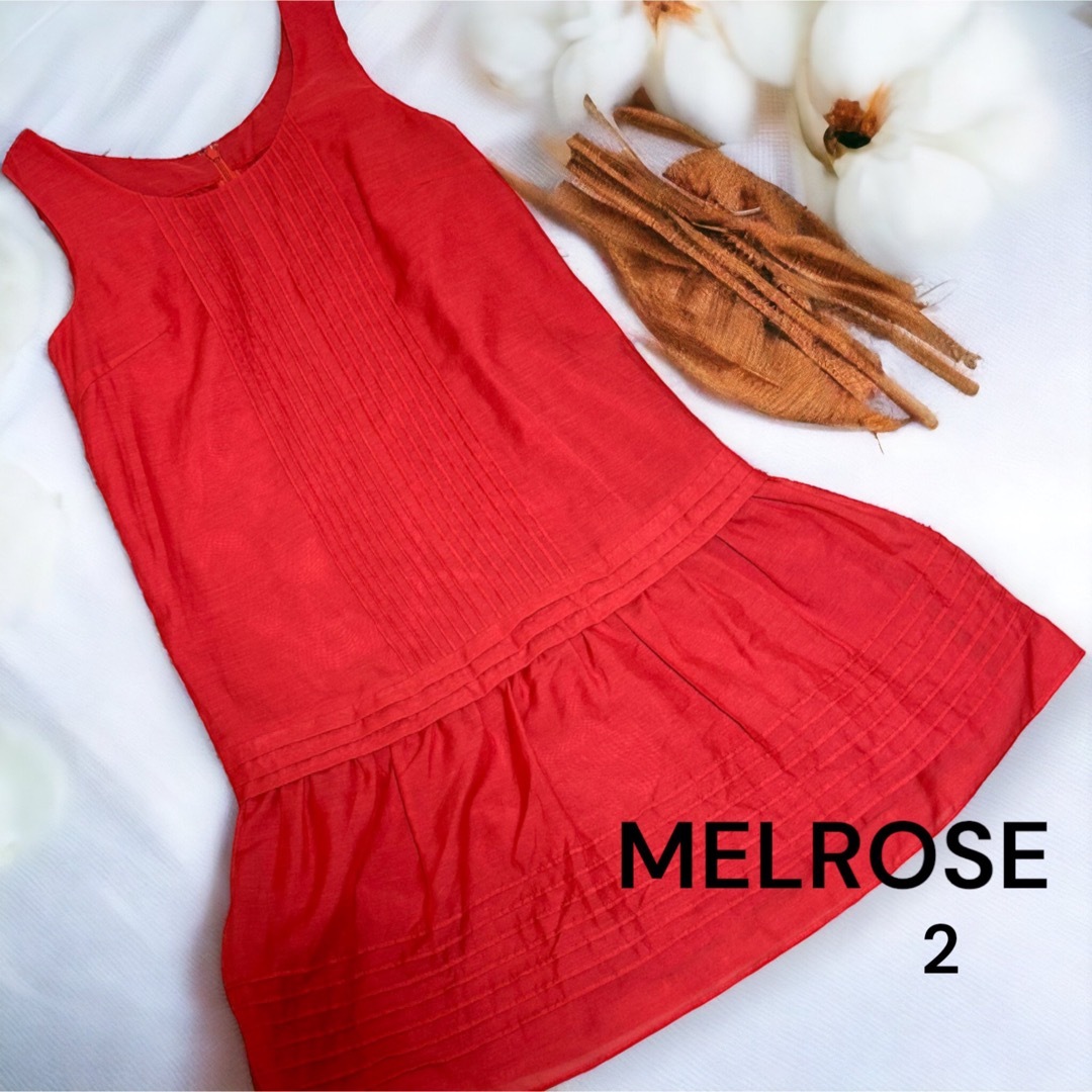 MELROSE(メルローズ)のMELROSE ノースリーブワンピ 赤いワンピース レディースのワンピース(ひざ丈ワンピース)の商品写真