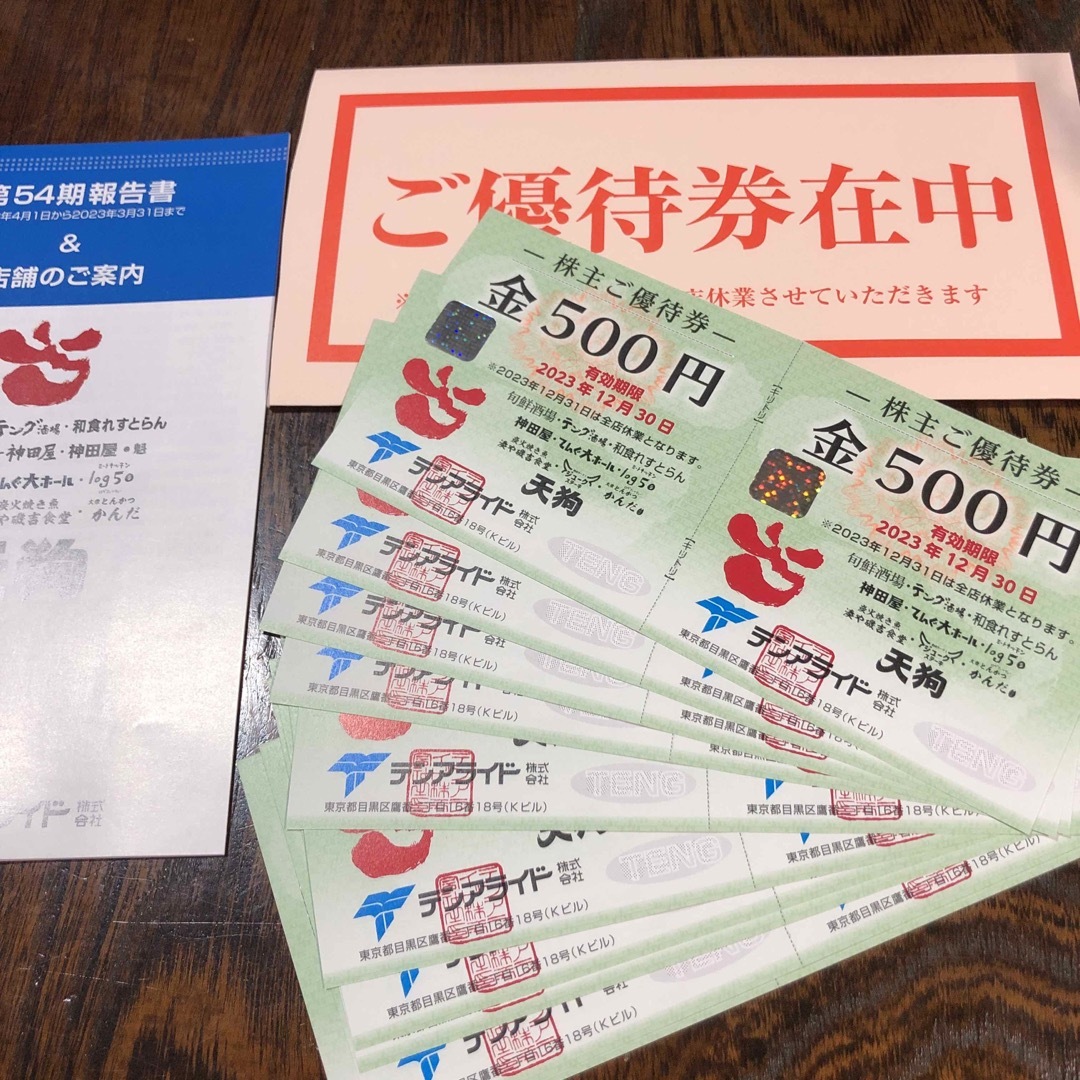 クリアランス人気 テンアライド 株主優待券 10000円分 （500円券×20枚