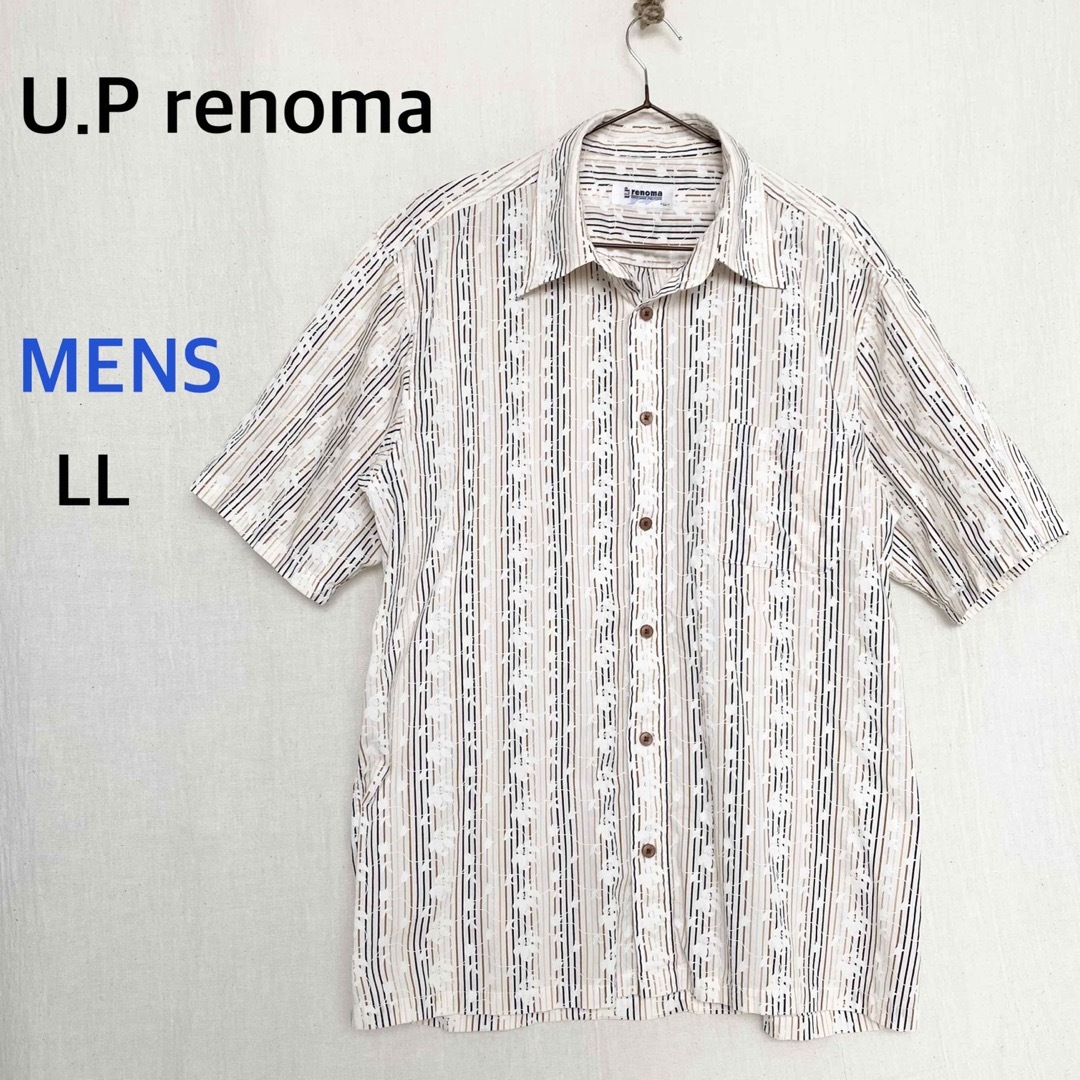 U.P renoma(ユーピーレノマ)のU.P renoma レノマ　シャツ　トップス　柄　ストライプ　LLシャツ メンズのトップス(シャツ)の商品写真