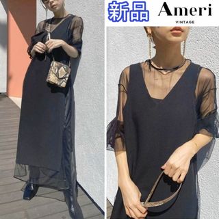 アメリヴィンテージ(Ameri VINTAGE)の新品 AMERI TULLE DOCKING DRESS 正規品(ロングワンピース/マキシワンピース)