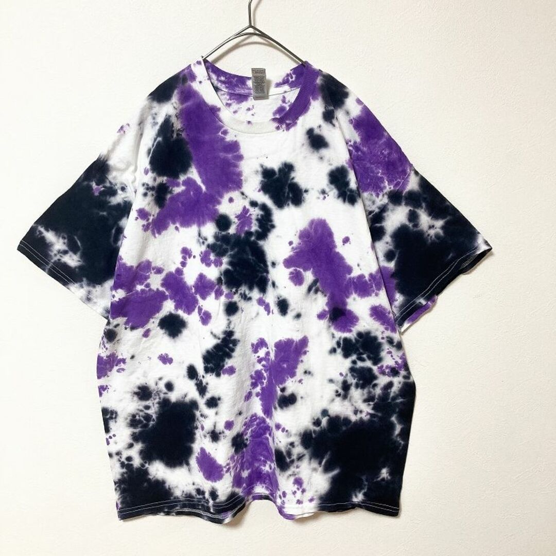 メンズ服新品タイダイ半袖TシャツXL 白紫黒 総柄 春夏物 ストリート系 モード メンズ服新品タイダイ染め半袖TシャツXL 白紫黒 春夏物 トップス 総柄