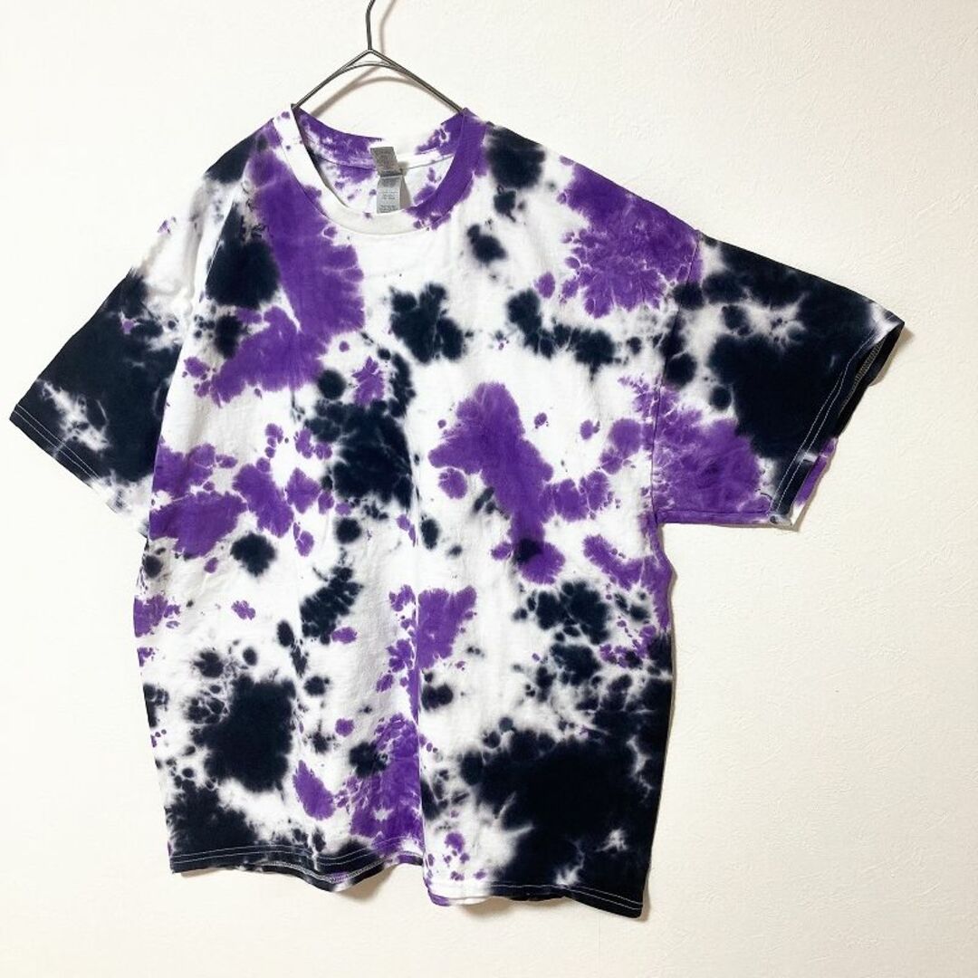 メンズ服新品タイダイ半袖TシャツXL 白紫黒 総柄 春夏物 ストリート系 モード メンズ服新品タイダイ染め半袖TシャツXL 白紫黒 春夏物 トップス 総柄