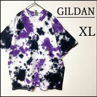 ギルタン(GILDAN)のメンズ服新品タイダイ半袖TシャツXL　白紫黒 総柄　春夏物　ストリート系 モード(Tシャツ/カットソー(半袖/袖なし))