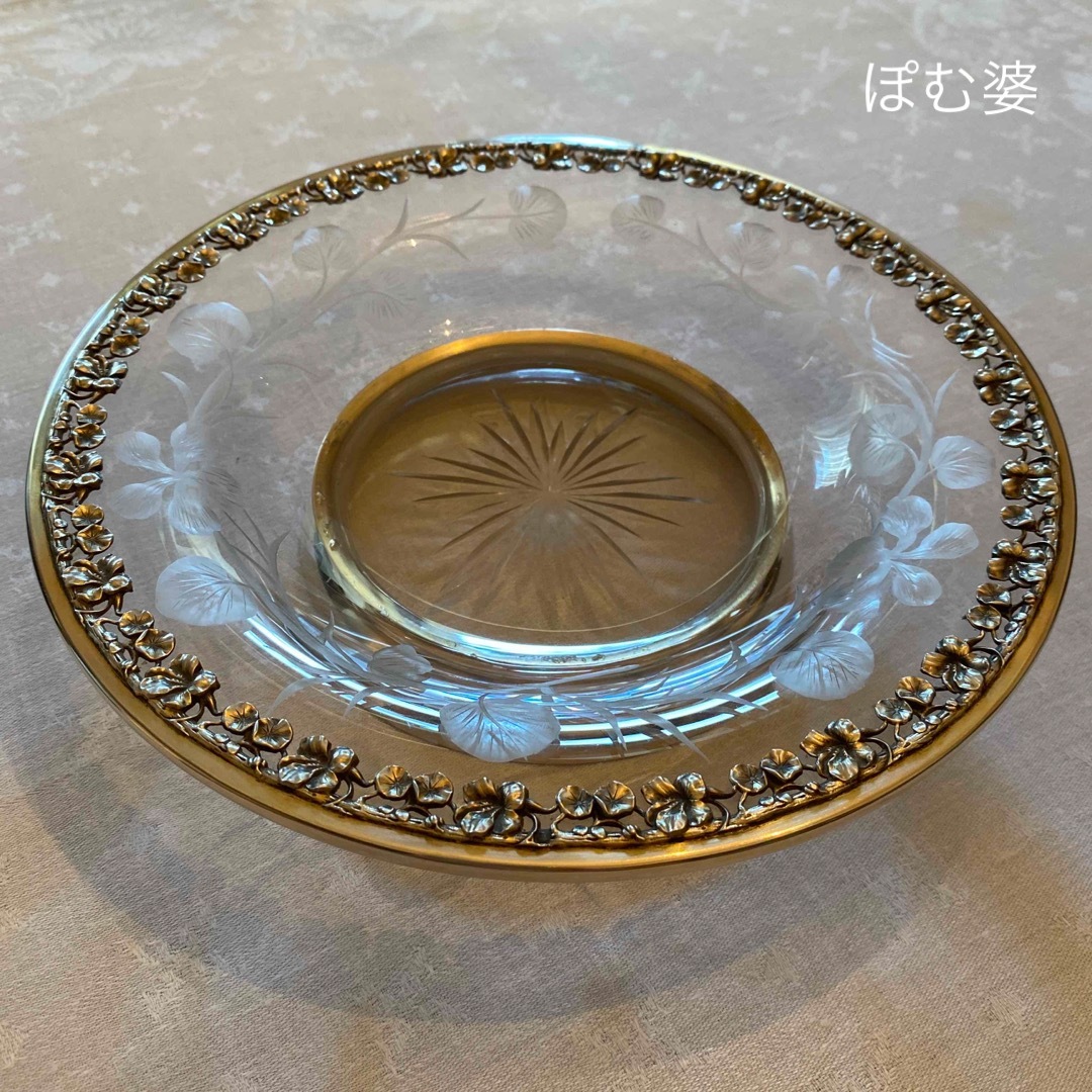 【ラペールwithバカラ】純銀＋クリスタル／コンポート 脚付き盛り皿 飾り皿