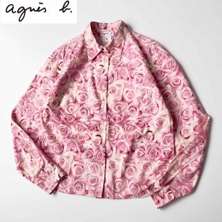 アニエスベー(agnes b.)の希少 ビンテージ アニエスベー ローズプリントシャツ サイズ2(シャツ/ブラウス(長袖/七分))