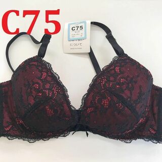 関西ファッション ブラ C75 黒×赤 （kc75）(ブラ)