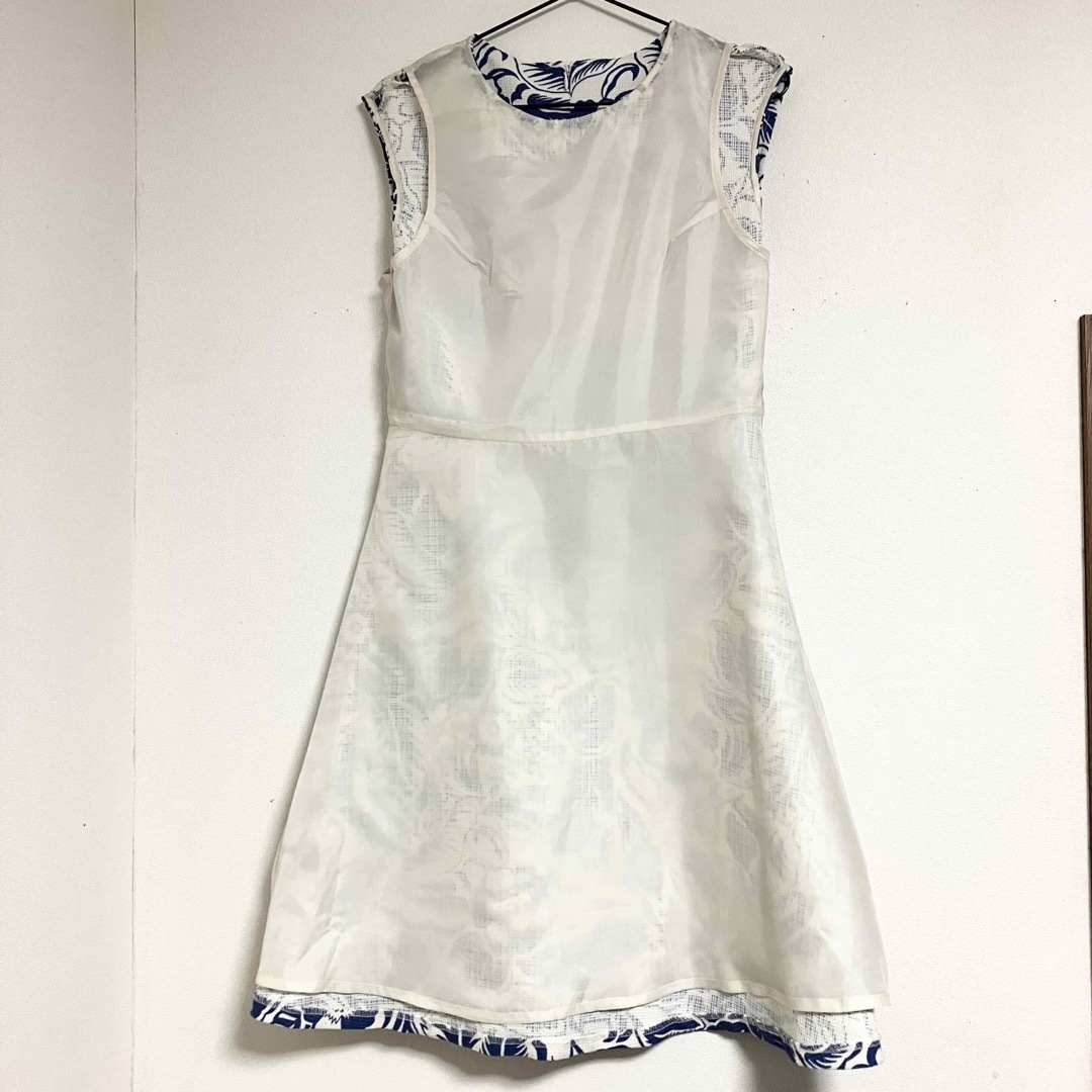 ecruefil - 美品 ecruefil ワンピース ノースリーブ 花柄 ブルーの通販