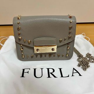 未使用 FURLA メトロポリス スタッズチェーン ショルダーバッグ レア