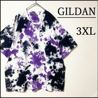 ギルタン(GILDAN)のメンズ服新品タイダイ半袖Tシャツ3XL　白紫黒 ブランド　総柄　ビッグシルエット(Tシャツ/カットソー(半袖/袖なし))