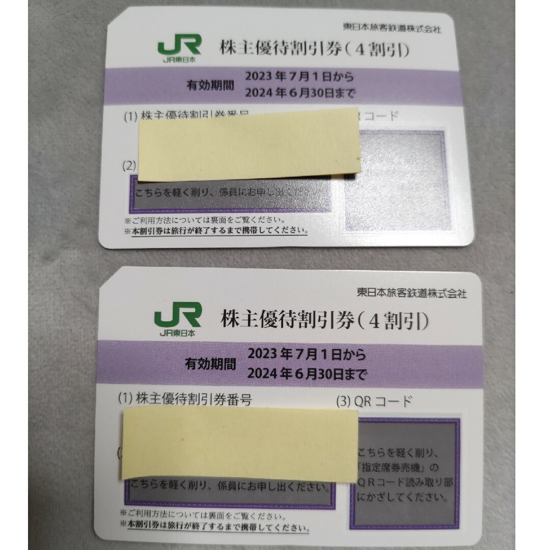 JR東日本株主優待割引券２枚 - 鉄道乗車券