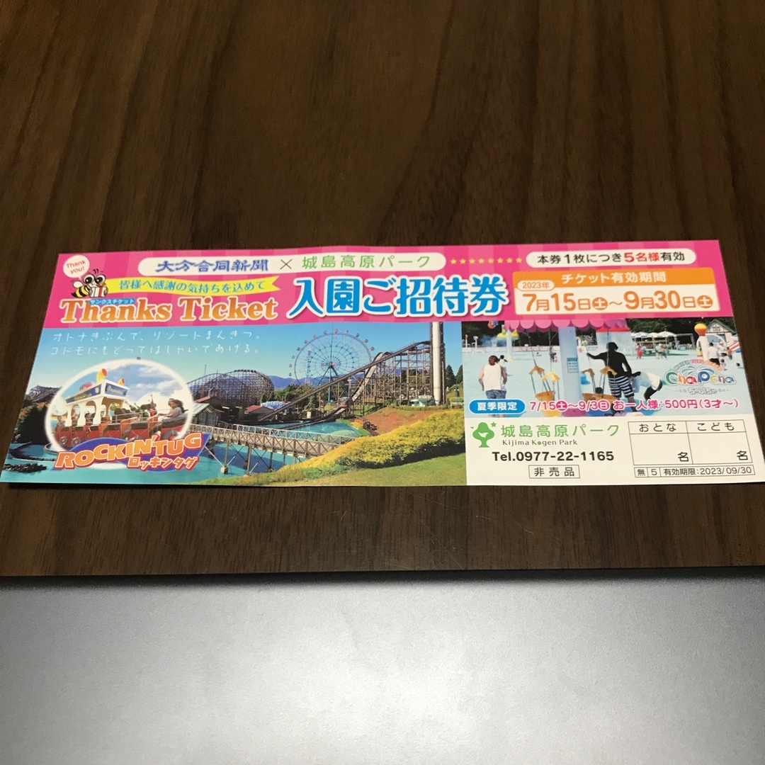 【感謝価格】 ■秋だ‼■城島高原パーク無料入園券■5名様■入園無料券■大分■ゴーカート■Ρ