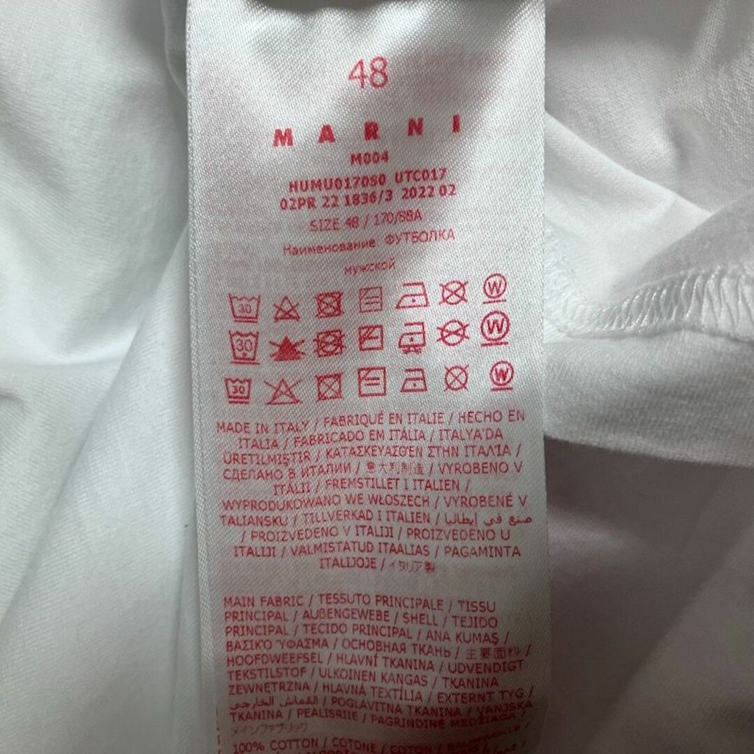 新品 48 22aw MARNI 胸ミニロゴ Tシャツ 白黒 4000