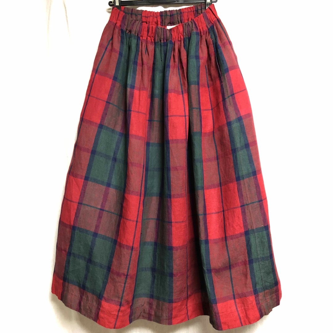 美品 ICHI Antiquits リネンチェックスカート - ロングスカート