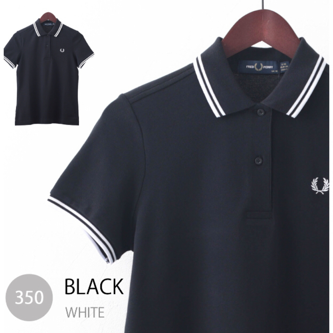 FRED PERRY(フレッドペリー)のFred Perry G3600 フレッド ペリー ポロシャツ 黒白  UK12 レディースのトップス(ポロシャツ)の商品写真
