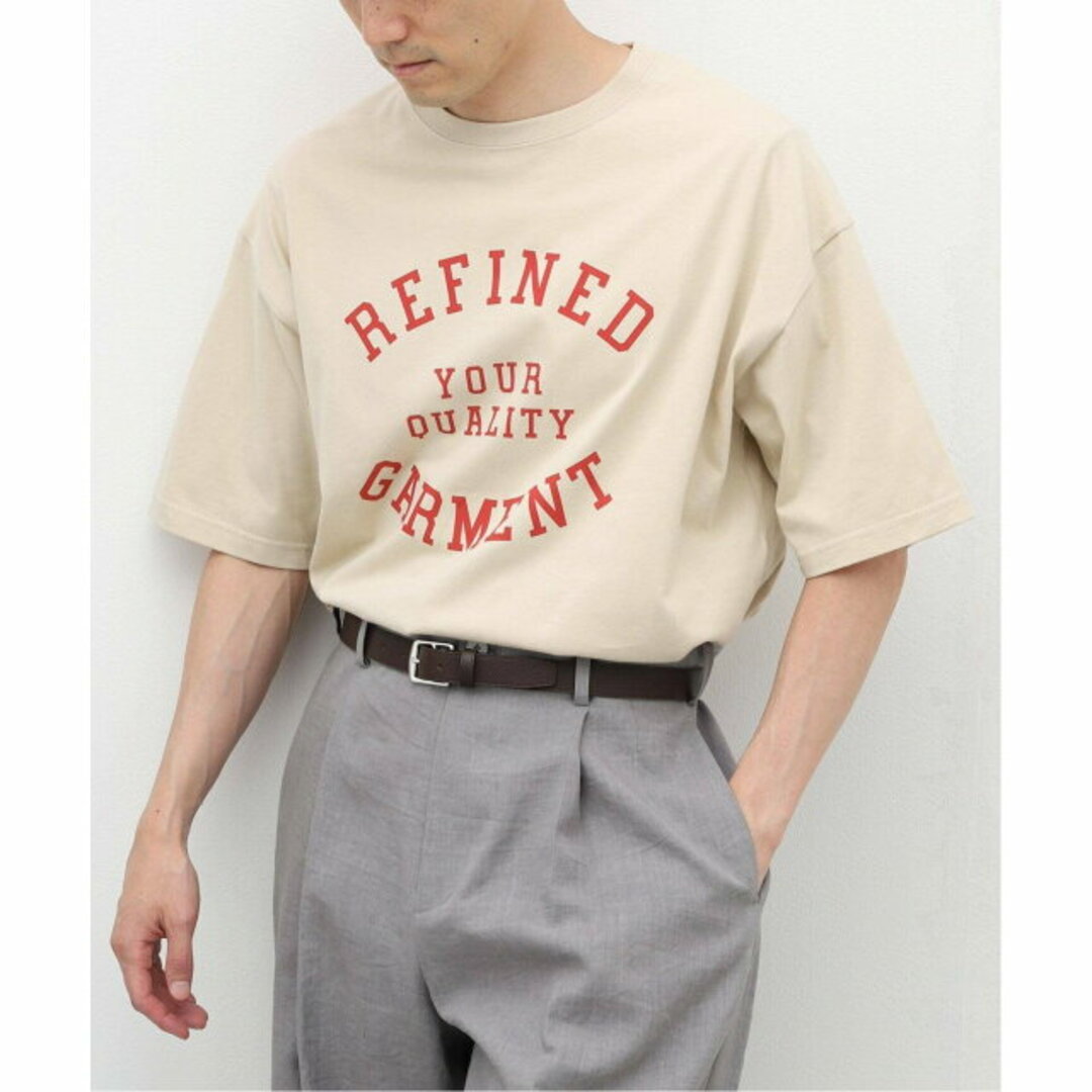 B.C STOCK(ベーセーストック)の【ベージュ】カレッジロゴ Tシャツ "REFINED GARMENT" メンズのトップス(Tシャツ/カットソー(半袖/袖なし))の商品写真