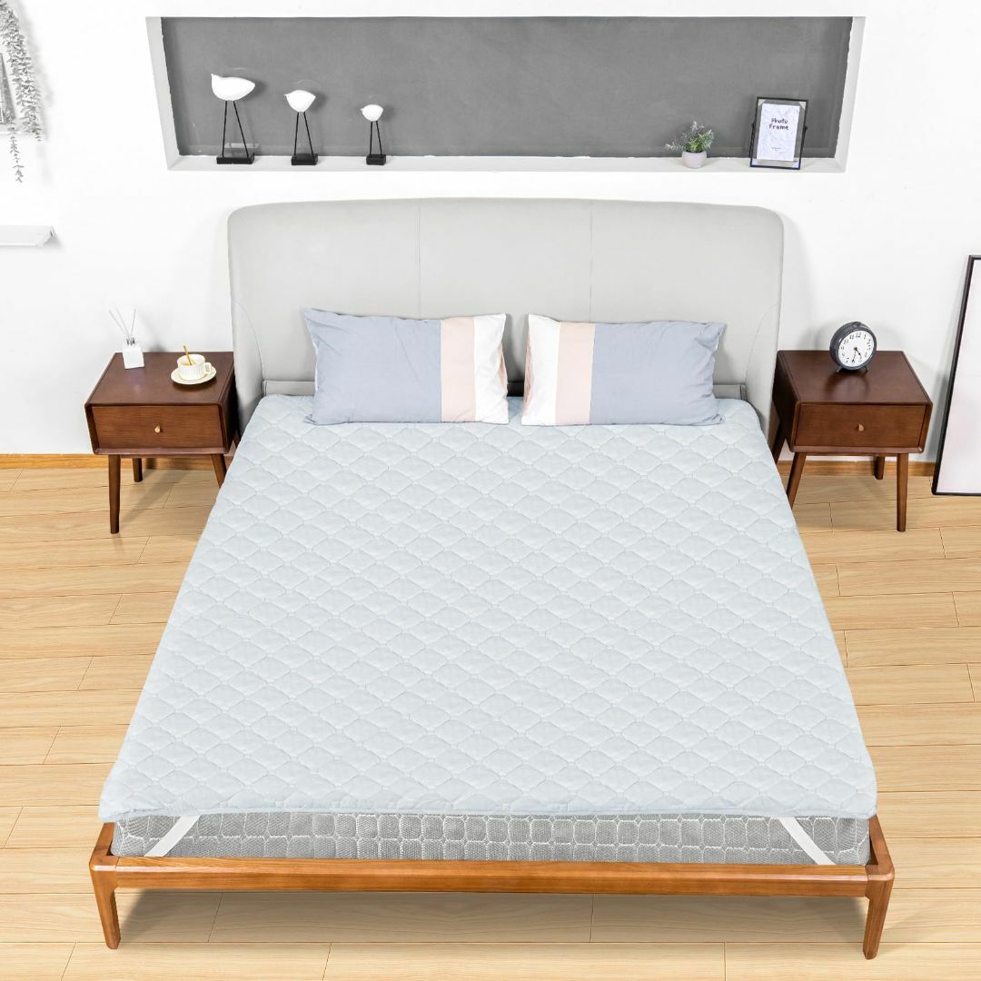 【色: グレー】Lehome ベッドパッド 敷きパッド シングル 100×200