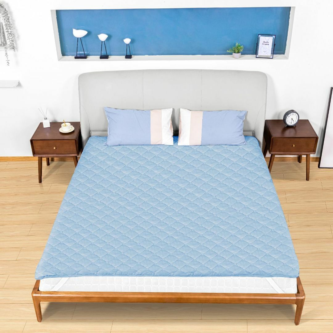【色: ブルー】Lehome ベッドパッド 敷きパッド シングル 120×200