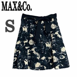 マックスアンドコー(Max & Co.)のMAX&Co. スカート　レディース　S フレア　ネイビー　ボトムス　花柄(ひざ丈スカート)